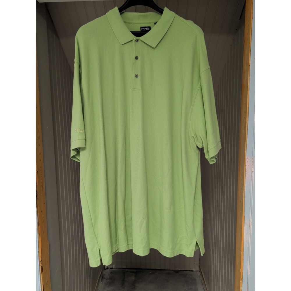 Ping Collection Mens 4X Polo Shirt Lime Green Short Sleeve 100% Cotton Golf Tee